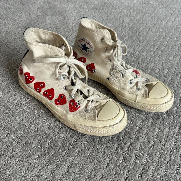 Converse x COMME des GARCONS PLAY Chuck 70 Hi Top 'Multi Heart, size W8/M6 - Picture 7 of 13